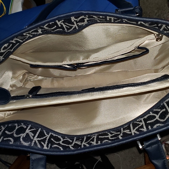 Calvin Klein Navy and White CK Pattern Tote - Picture 4 of 6